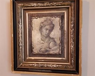 Antique Wood Frame with Cleopatra Portrait- Michelangelo
