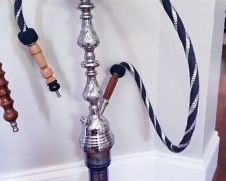 Middle Eastern 28" Tall Glass Hookah Pipes with hoses and accessories