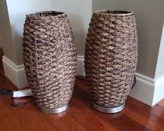 Pair of Rattan Table Lamps NEW