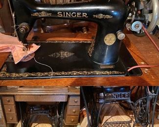 Antique Singer Sewing Machine In original Table