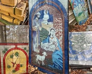 Huge “Lot” of Large Stained Glass Windows 
