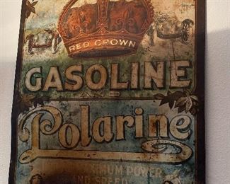 RED CROWN METAL GASOLINE SIGN-EXTREMELY RARE IN AS FOUND CONDITION