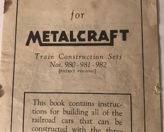 VINTAGE 1930'S METALCRAFT TRAIN CAR WITH ORIGINAL INSTRUCTIONS