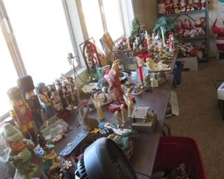 Entire room of vintage Christmas and Halloween.