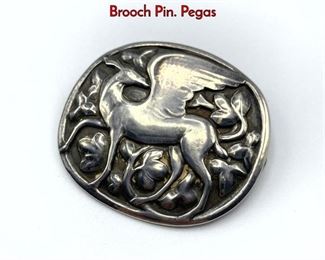Lot 18 GEORG JENSEN 84 Sterling Silver Oval Brooch Pin. Pegas