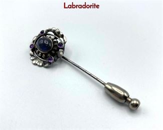 Lot 19 GEORG JENSEN 47 Sterling Silver Stickpin. Labradorite