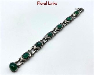 Lot 22 GEORG JENSEN 15 Sterling Silver Bracelet. Floral Links