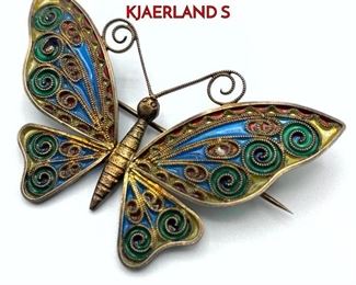 Lot 37 Plique a Jour Enamel Butterfly Brooch. J.G. KJAERLAND S