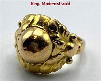 Lot 42 18K Gold GEORG JENSEN 111B Ladies Ring. Modernist Gold