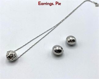 Lot 45 3pc 14K White Gold Ball Pendant Necklace, Earrings. Pie