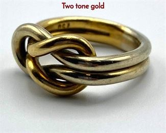 Lot 53 18K Yellow White Gold Knot Ladies Ring. Two tone gold