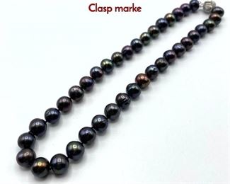 Lot 60 Peacock Pearl Necklace With 14K Gold Clasp. Clasp marke