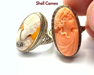 Lot 64 2pc 14K Gold Carved Cameo Ladies Rings. 1 Shell Cameo