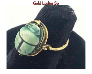 Lot 65 Antique Faience Scarab Gold Ladies Ring. Gold Ladies Sp