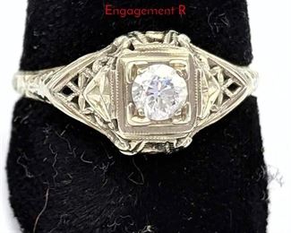 Lot 74 18K White Gold Ladies Single Diamond Ring. Engagement R