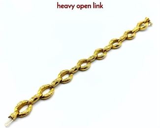 Lot 77 18K Gold Ladies Diamond Bracelet. Each heavy open link