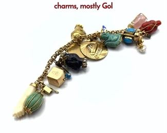 Lot 95 14K Gold Charm Bracelet. Large heavy charms, mostly Gol