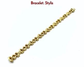 Lot 101 14K Yellow Gold Italian Modernist Link Bracelet. Stylis