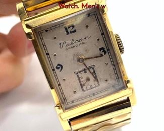 Lot 108 Vintage 14K Gold VULCON Grand Prix Wrist Watch. Mens w