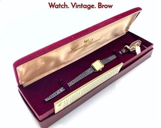 Lot 110 14K Gold LUCIEN PICARD Ladies Tank Watch. Vintage. Brow