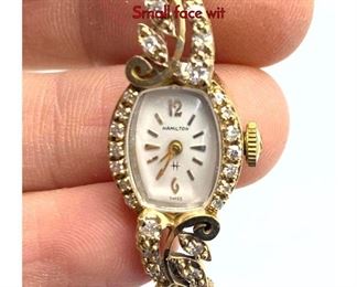 Lot 111 Ladies 14K Gold Vintage HAMILTON Watch. Small face wit