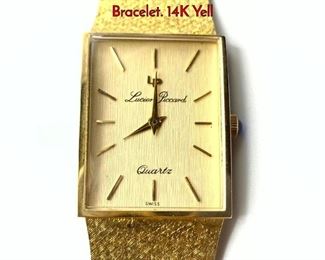 Lot 115 Vintage LUCIEN PICARD 14K Gold Watch Bracelet. 14K Yell