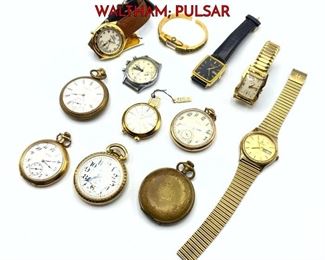 Lot 121 12pc Vintage Timepieces Watches. ELGIN WALTHAM PULSAR