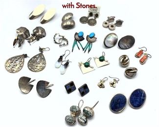 Lot 125 18pr Silver or Sterling Earrings Lot. Some with Stones.