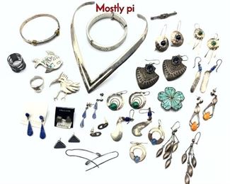 Lot 126 24pcs Mostly Sterling or Silver Jewelry Lot. Mostly pi