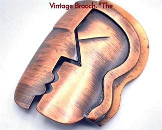 Lot 128 REBAJES Modernist Copper Face Mask Vintage Brooch