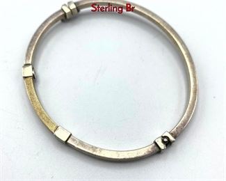 Lot 148 Sterling 14K Gold Bangle Bracelet. Hinged Sterling Br