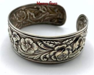 Lot 151 S KIRK SON Sterling Silver Cuff Bracelet. Heavy flora