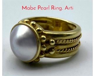 Lot 49 Lilly Fitzgerald style Tests Gold Mabe Pearl Ring. Arti