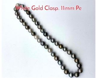 Lot 122 Gray Pearl Bead Necklace with White Gold Clasp. 11mm Pe
