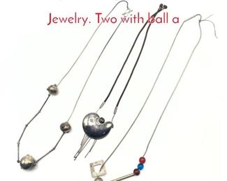 Lot 166 3pc Sterling Silver Necklace Jewelry. Two with ball a