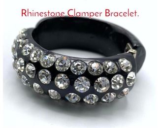 Lot 176 WEISS style Black Plastic Rhinestone Clamper Bracelet.