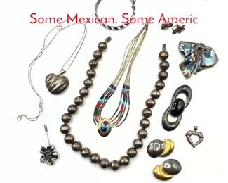 Lot 177 10pc Sterling Silver Jewelry. Some Mexican. Some Americ
