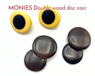 Lot 184 2pr Modernist Earrings. Pr MONIES Double wood disc earr