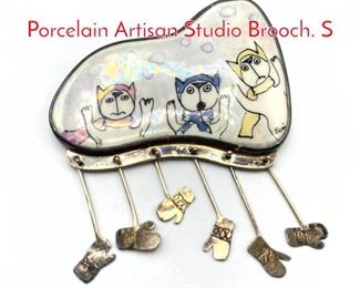Lot 190 WOOCK STUDIOS Silver Porcelain Artisan Studio Brooch. S
