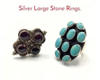 Lot 195 2pc Native American Sterling Silver Large Stone Rings.