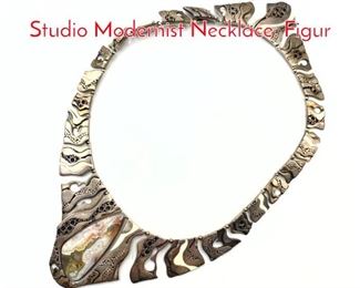 Lot 198 ORION Sterling Artisan Studio Modernist Necklace. Figur