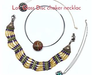 Lot 209 4pc Contemporary Jewelry Lot. Glass Disc choker necklac