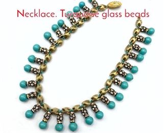 Lot 223 Vintage Costume Jewelry Necklace. Turquoise glass beads