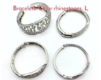 Lot 229 Set 4 Shiny Silver Tone Bracelets. Clear rhinestones. L