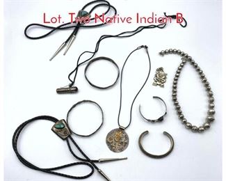 Lot 238 10pc Sterling Silver Jewelry Lot. Two Native Indian B