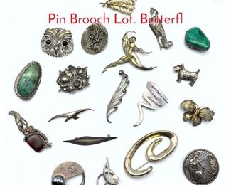 Lot 245 19pc Sterling Silver Vintage Pin Brooch Lot. Butterfl