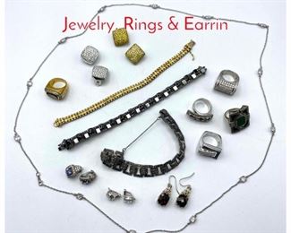 Lot 246 19pc Sterling Silver Designer Jewelry. Rings Earrin
