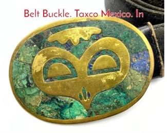 Lot 248 LOS CASTILLO Inlaid Brass Belt Buckle. Taxco Mexico. In