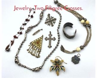 Lot 253 Lot Ethnographic Vintage Jewelry. Two Filigree Crosses.