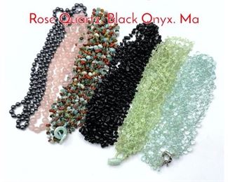 Lot 254 6 Beaded Vintage Necklaces. Rose Quartz. Black Onyx. Ma